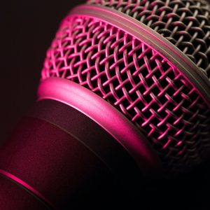 Vocal microphone in pink light